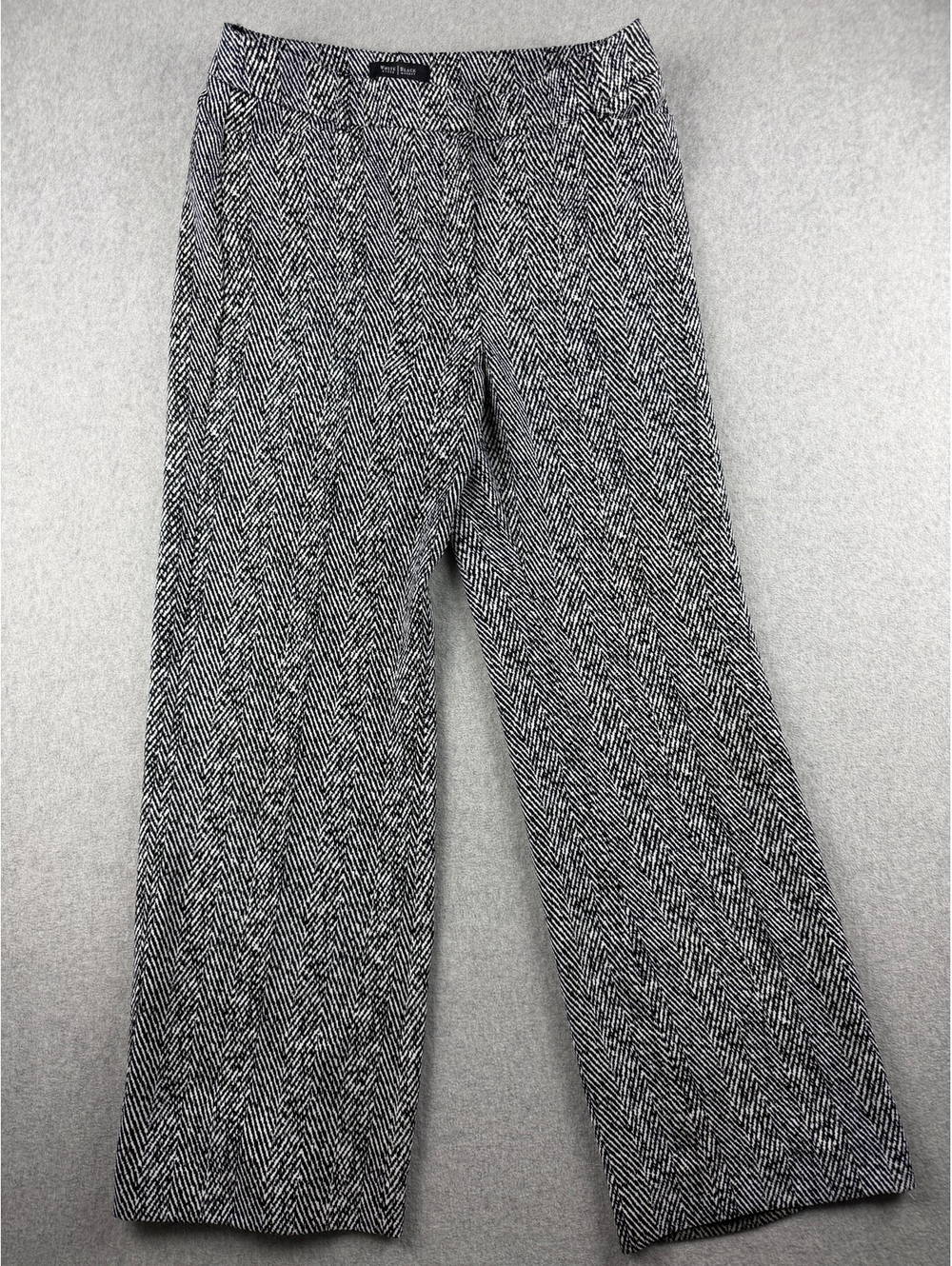 WHBM Herringbone Wide Leg Pants Black White 12R